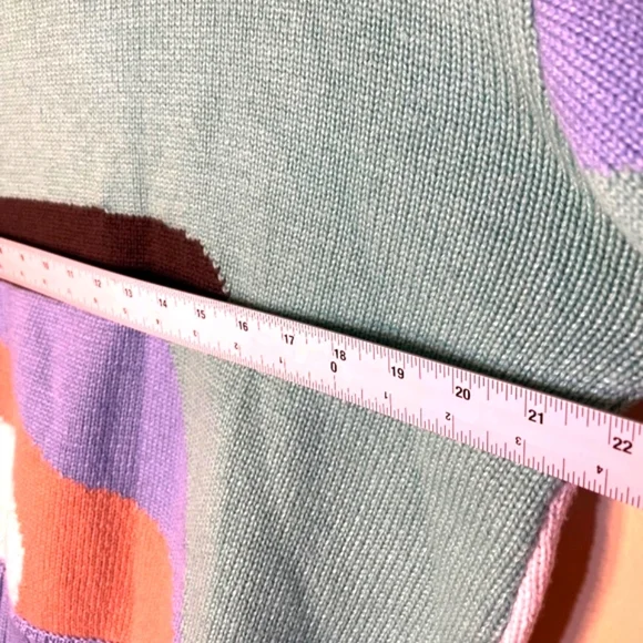 Art Turtleneck Landscape Jumper Muted Blue House of Sunny Multicolor Sweater - Picture 5 of 8